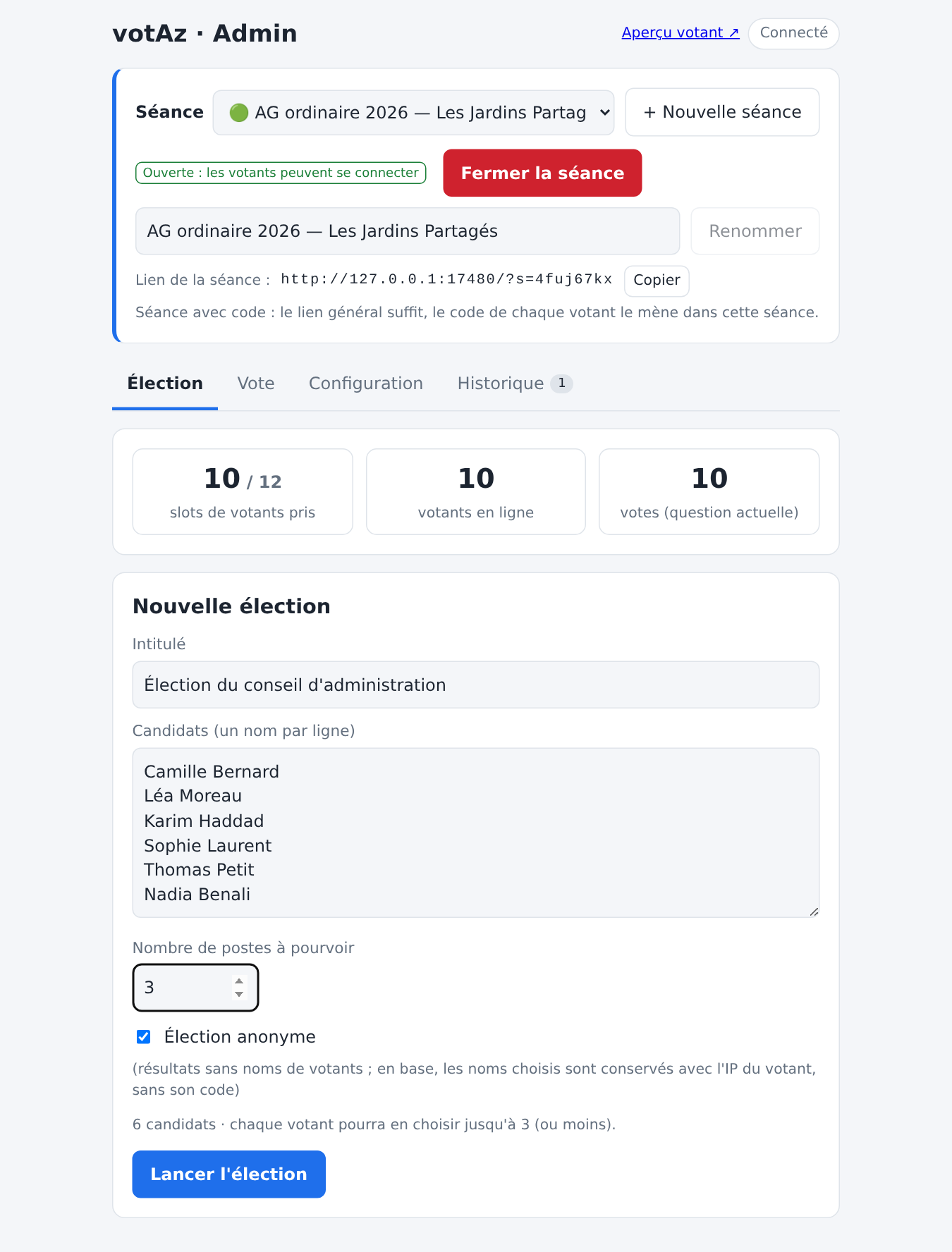 Préparation d'une élection